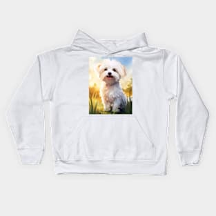 Adorable Maltese Dog on a Sunny Day Kids Hoodie